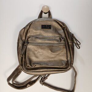 Luisa Cerano Leather Mini Backpack Metallic Copper Small Travel Bag